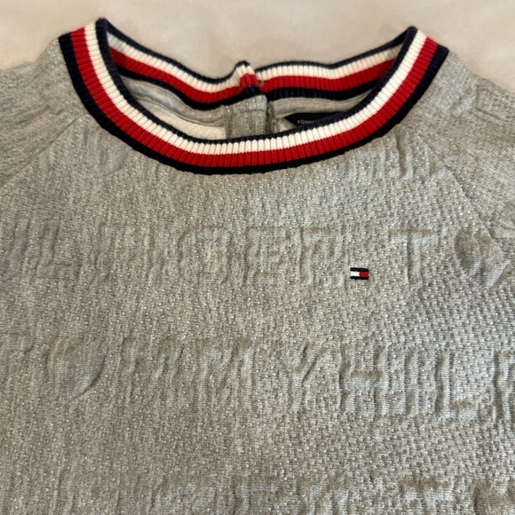 Tommy Hilfiger Kids Gray Dress Red Blue Accents and Embossed Fabric Sz 10 - Picture 4 of 8